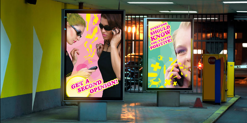 Two posters from the campaign