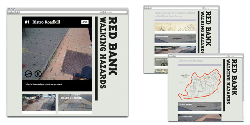 A typical hazard page, the home page and the map page